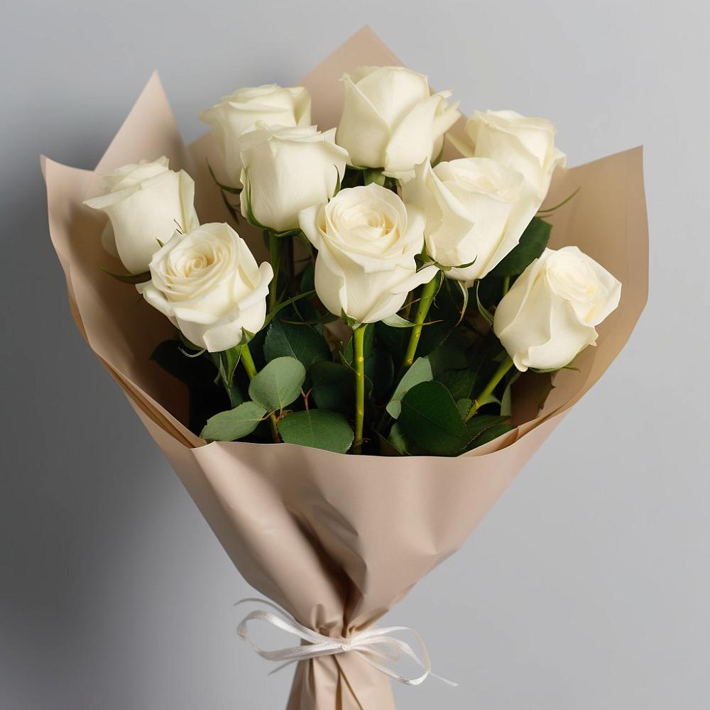 Букет 9 Белых роз Эдлесс Лав в Биробиджане