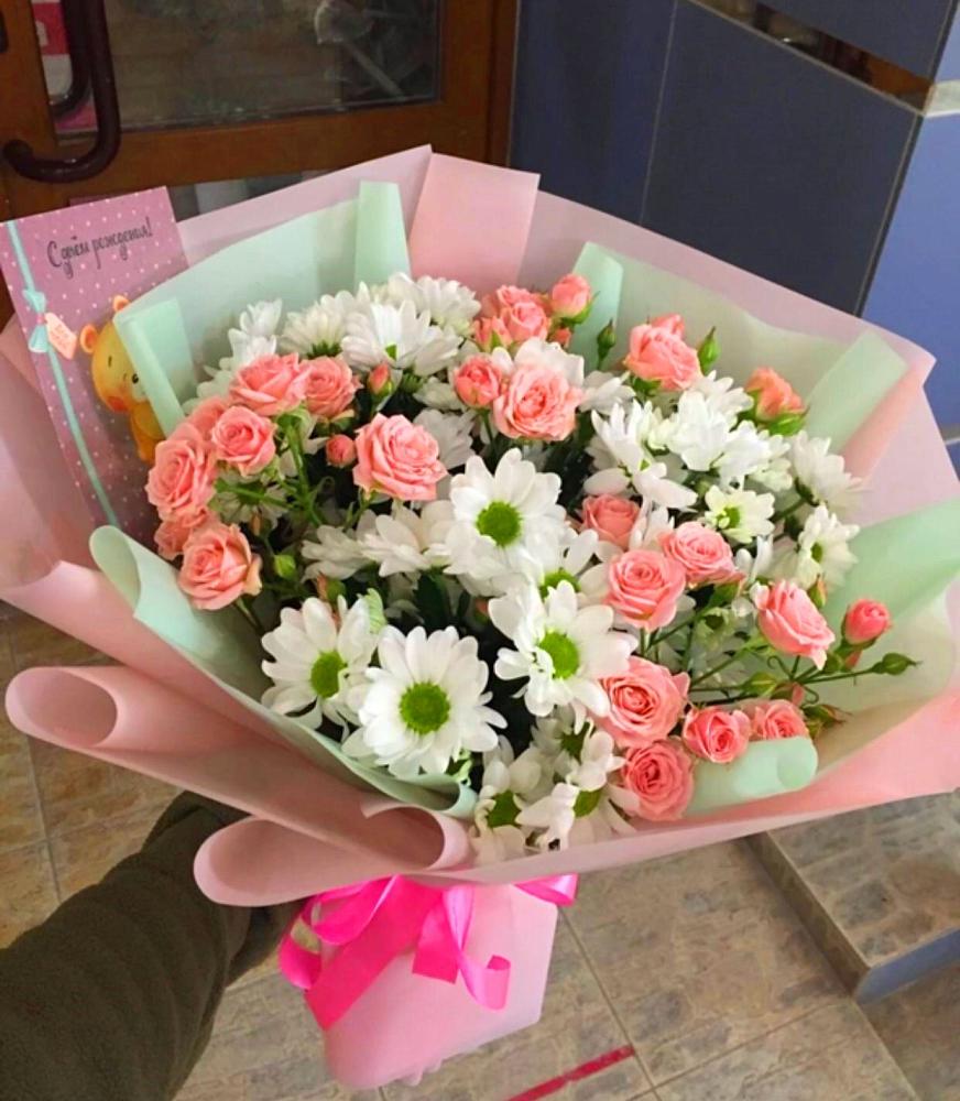 Букет цветов из: Розы и Хризантемы в Биробиджане