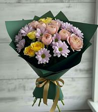 Букет цветов из:  Хризантемы и Розы в Биробиджане