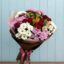 Букет цветов из:  Розы, Хризантемы и Альстромерии в Биробиджане