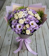 Букет цветов из:  Хризантемы и Розы в Биробиджане